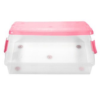 Короб для хранения IRIS THIN BOX 34л, прозрачный-розовый