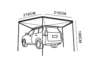 Маркиза автомобильная РИФ веерная, безопорная 2,0х2,0 м (правая)