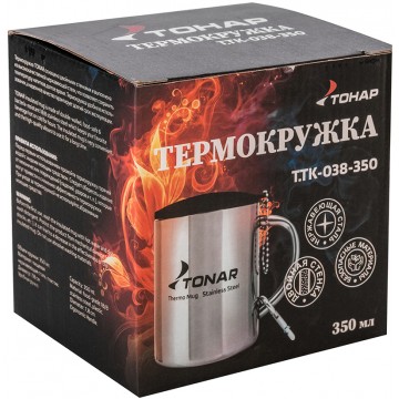 Термокружка ТОНАР 350ML металлическая, с пластиковой крышкой+карабин Термокружка ТОНАР 350ML металлическая, с пластиковой крышкой+карабин
