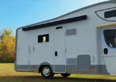 Маркиза автомобильная РИФ 4,0х2,5 м кассетная, привод механический, электромотор, корпус черный