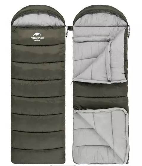 Мешок спальный Naturehike U250S, (190х30)х75 см, (левый) (ТК: 0C), темно-зеленый