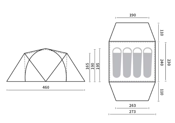4 Палатка Naturehike KOTA 4, 4-местная, алюминиевый каркас, олива
