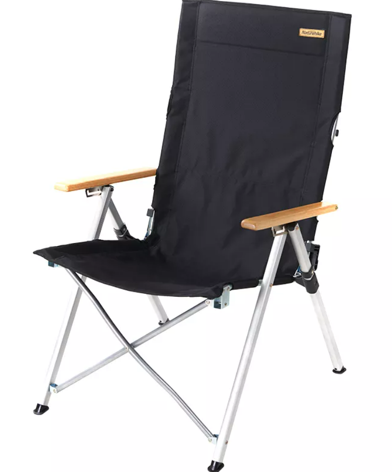 Кресло туристическое Naturehike складное, регулируемое, черное, до 140 кг