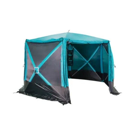 Шатер "СЛЕДОПЫТ" быстросборный, 6 стен, 3,35х3,85 м, h-2,25 м, S по полу 9,3 кв.м, цв. WATERFALL