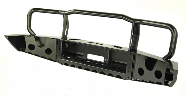 Бампер РИФ силовой передний Toyota Land Cruiser 76/78/79 2007-2024 без доп. фар, с защитной дугой и площадкой под лебедку