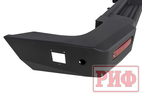 Бампер РИФ силовой задний TANK 300 с квадратом под фаркоп, фонарями, с отверстиями под систему контроля слепых зон