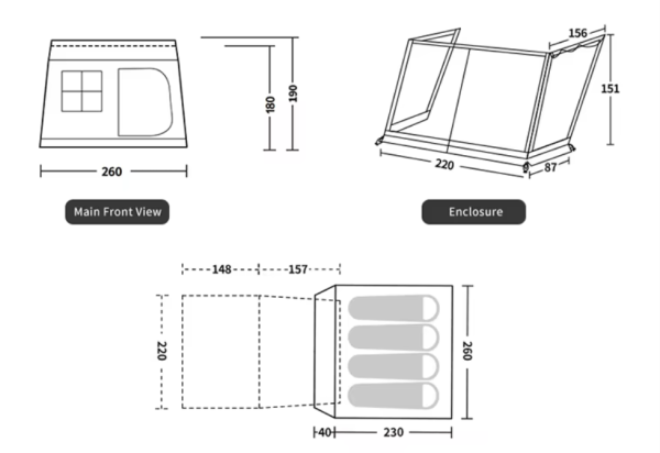 Палатка Naturehike Village 6.0 II поколения 4-местная, быстросборная, с верандой, коричневая