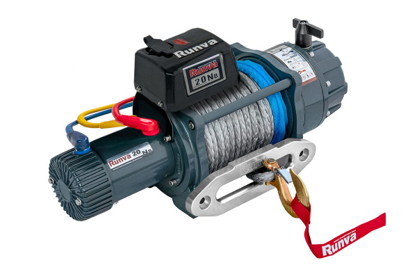 Лебёдка электрическая 24V Runva EWB20000SSR24V влагозащищенная, синтетический трос