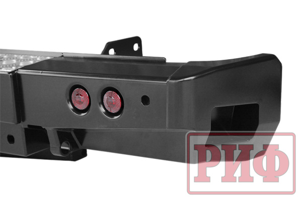 Бампер РИФ задний Toyota Tundra 2007-09.2013 с площадкой под лебёдку,квадратом под фаркоп и фонарями