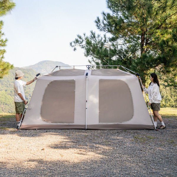 Палатка Naturehike Village 13 PRO автоматическая 5-8-местная. темно-коричневая, блэкаут