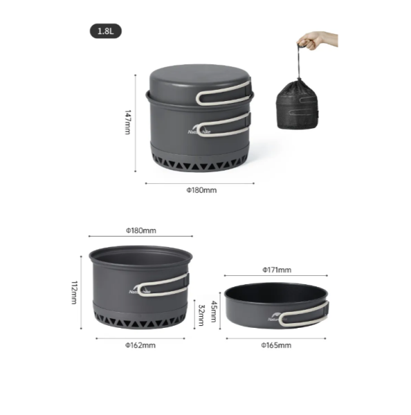 1 Набор посуды Naturehike туристический 1 персона 1,8 л