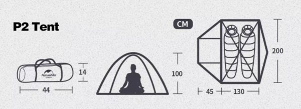 2 Палатка Naturehike P-Series 2-местная, алюминиевый каркас, зеленая