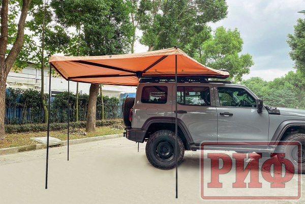 Маркиза автомобильная РИФ веерная, безопорная 2,0х2,0 м (правая)