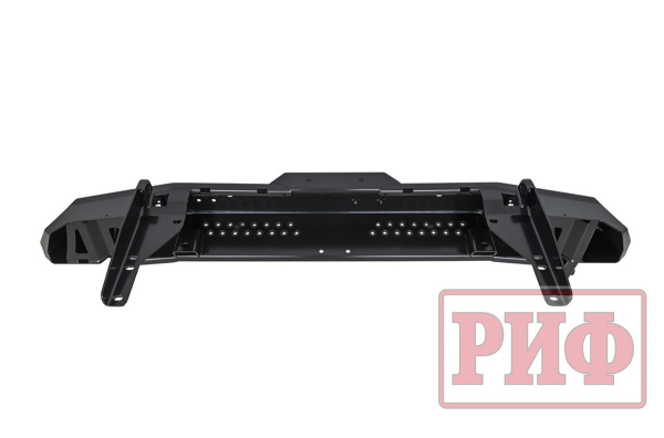 Бампер РИФ силовой задний Toyota Land Cruiser 200 2007-2012 с квадратом под фаркоп, калиткой, фонарями, подсветкой номера, стандарт