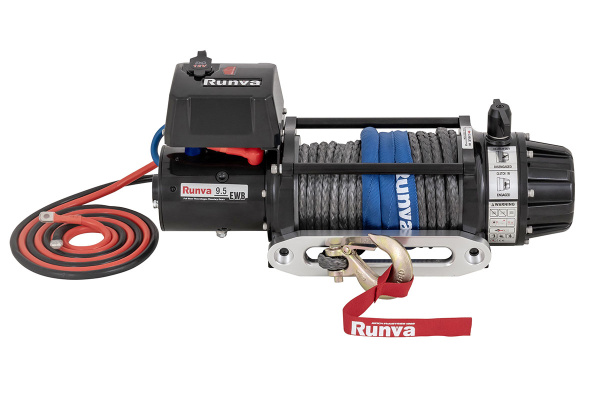 Лебёдка электрическая 12V Runva 9500 lbs 4350 кг влагозащищенная, синтетический трос