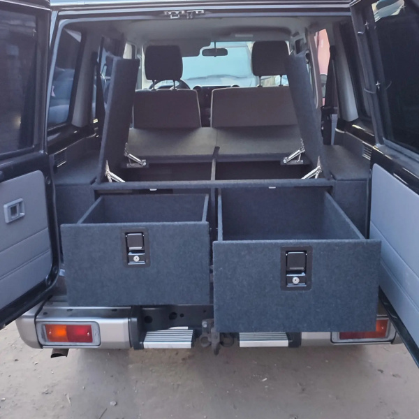 Органайзер в багажник для Toyota Land Cruiser 76 (2 выдвижных ящика+спальник)