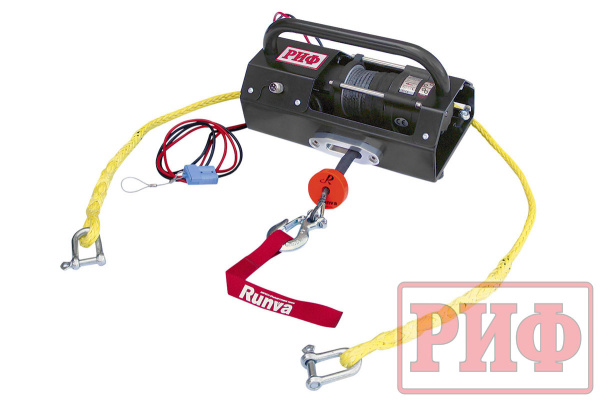 Лебёдка переносная РИФ 2500ASR c малой площадкой и проводами (в сборе) синтетический трос