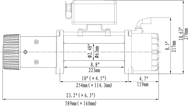 Лебёдка электрическая высокоскоростная 12V Runva 9500 lbs 4350 кг (кевлар)