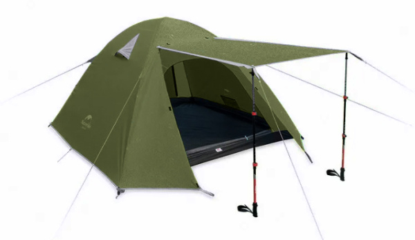 2.Палатка Naturehike P-Series 4-местная, алюминиевый каркас, зеленая