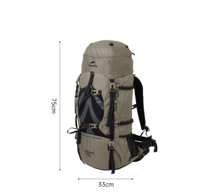 5 Рюкзак туристический Naturehike 70 л, коричневый