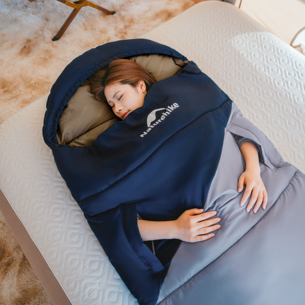 1 Мешок спальный Naturehike Sunny Day PL02 U450, (190+30)х80 см, (левый) (ТК: +4C), серо-голубой