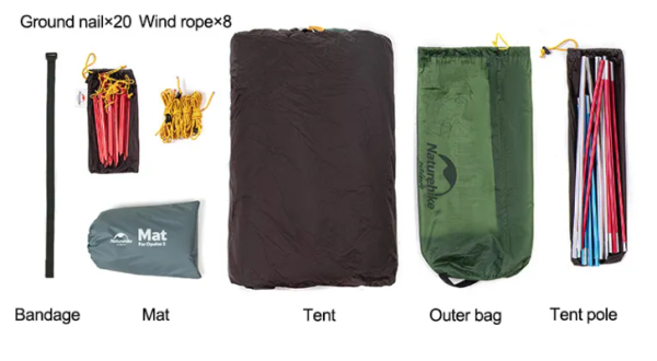 Палатка Naturehike Opalus Si 3-местная, алюминиевый каркас, зеленая