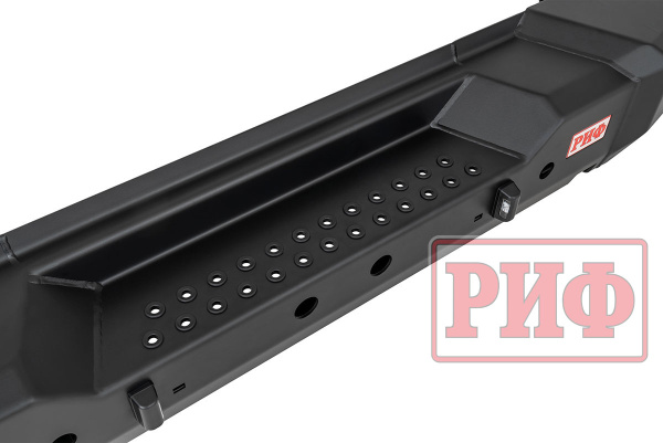 Бампер РИФ силовой задний TANK 300 с квадратом под фаркоп, фонарями, с отверстиями под систему контроля слепых зон