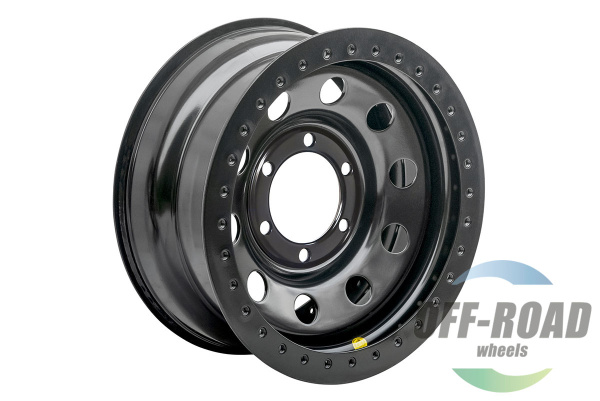 Диск усиленный Тойота Ниссан стальной черный 6x139,7 8xR16 d110 ET-19 с двойным бедлоком (красный)