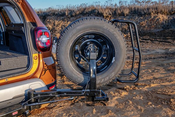 Бампер задний силовой/защита штатного бампера РИФ Renault Duster 2021+ c квадратом под фаркоп, калиткой и подсветкой номера