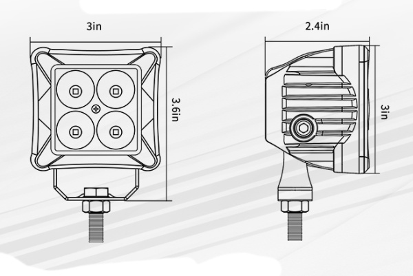 Светодиодные фары рабочего света AURORA 76x76 мм 40W (комплект 2 шт)