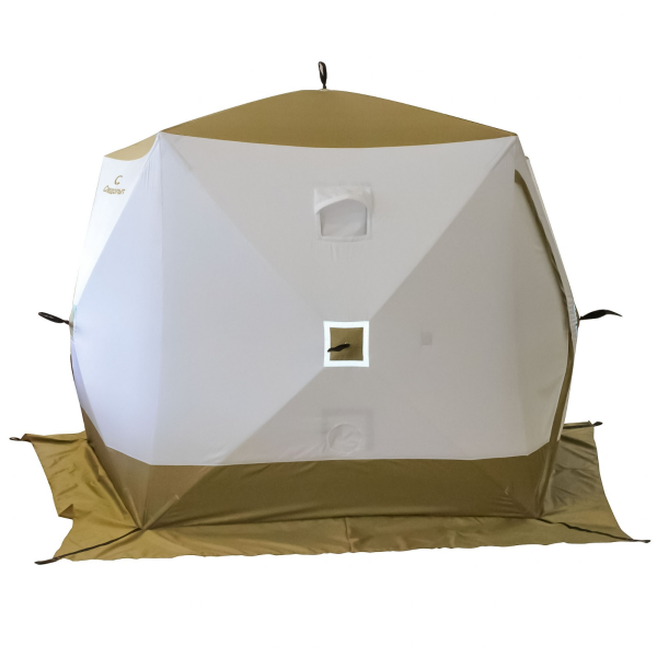 Палатка зимняя СЛЕДОПЫТ "Premium" 5 стен (2,8 х 2,9 м), h-2,05 м, 3 слоя, белый/олива