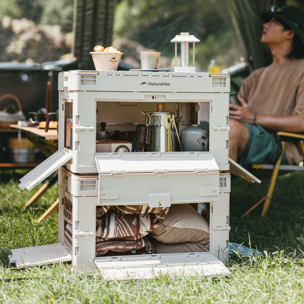 Ящик туристический Naturehike 52 л, трансформер, со столешницей, бежевый