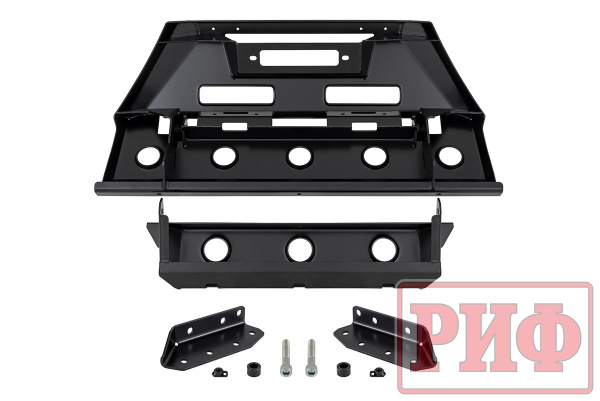 Бампер РИФ силовой передний УАЗ Патриот 2015+ с защитой рулевых тяг (центр. часть)