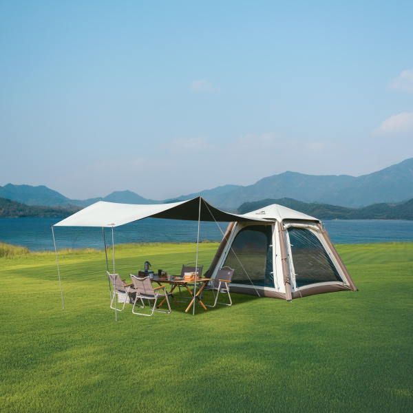 2 Палатка Naturehike Ango Air Pro, 3-местная, быстросборная, надувной каркас, коричневая