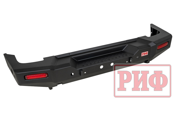 Бампер РИФ силовой задний TANK 300 с квадратом под фаркоп, фонарями, с отверстиями под систему контроля слепых зон