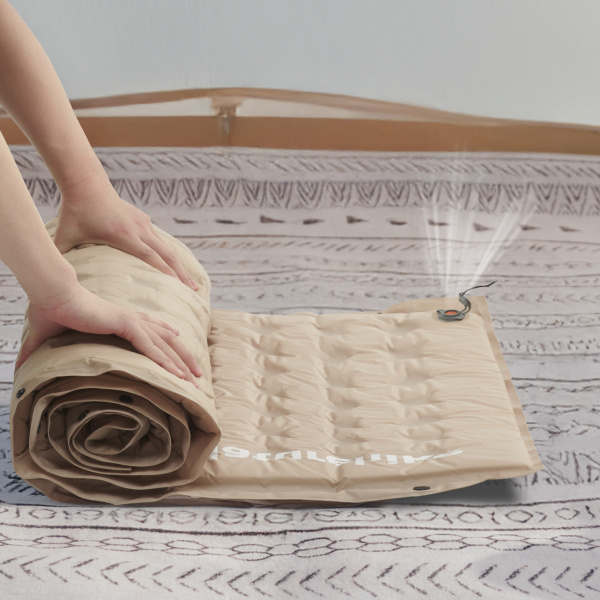 Коврик самонадувающийся Naturehike, 200х65х6 см, с подушкой, бежевый