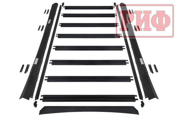 Багажник экспедиционный (платформа) алюминиевый РИФ 1150x2080 мм для Toyota Land Cruiser Prado 120 (с крепежом)