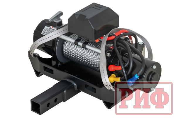 Лебёдка переносная РИФ 9000U c квадратом для фаркопа, стальной трос (облегченная)
