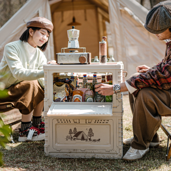 1 Ящик туристический Naturehike 50 л, трансформер, со столешницей, бежевый