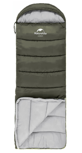 Мешок спальный Naturehike U250, (190х30)х75 см, (левый) (ТК: +6C), темно-зеленый