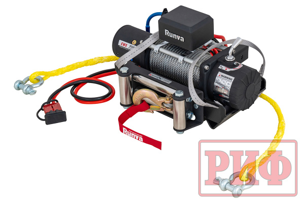 Лебёдка переносная РИФ 9500S c квадратом для фаркопа, стальной трос (облегченная)
