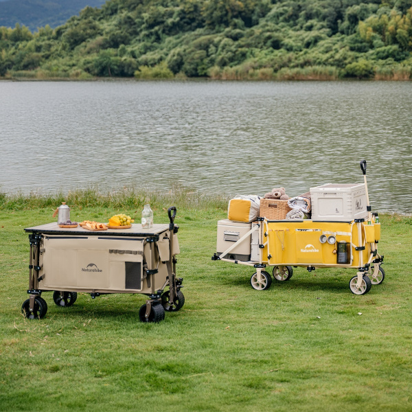 Тележка туристическая Naturehike Rubiks Cube 142/101х66х107 см, 185+90 л, горчично-желтая