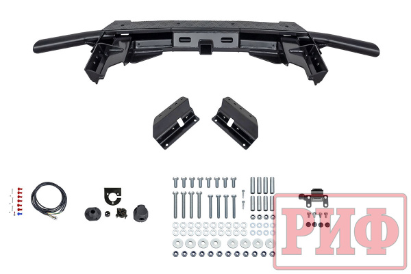 Бампер задний силовой/защита штатного бампера РИФ Renault Duster 2015-2020 c квадратом под фаркоп