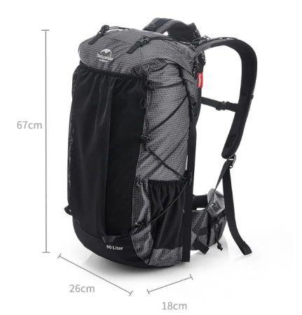 1 Рюкзак туристический Naturehike 60 л, черный