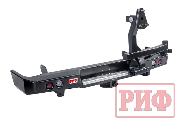 Бампер РИФ силовой задний Toyota Land Cruiser 78 2007+ с квадратом под фаркоп, калиткой и фонарями Бампер РИФ силовой задний Toyota Land Cruiser 78 2007+ с квадратом под фаркоп, калиткой и фонарями