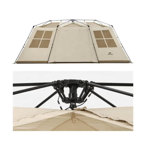 Палатка Naturehike Village 17, 4-местная, автоматическая, алюминиевый каркас, коричневая