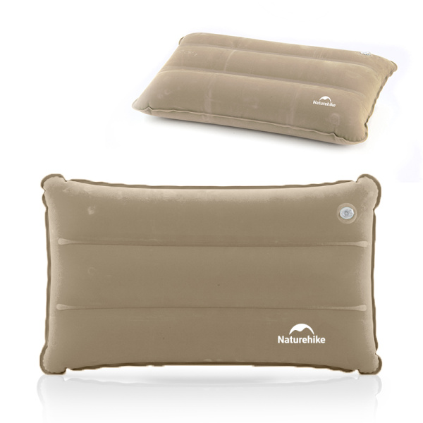 Подушка туристическая надувная Naturehike 44х27х8см, серо-коричневая