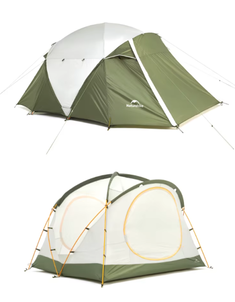 3 Палатка Naturehike KOTA 4, 4-местная, алюминиевый каркас, олива