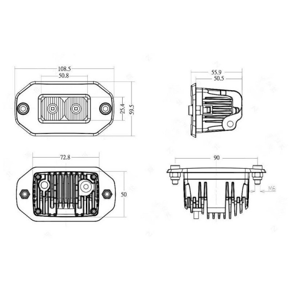 Светодиодные фары дальнего света AURORA 76x38 мм 20W (комплект 2 шт)