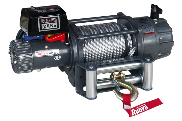 Лебёдка электрическая 24V Runva 20000 lbs влагозащищенная, стальной трос